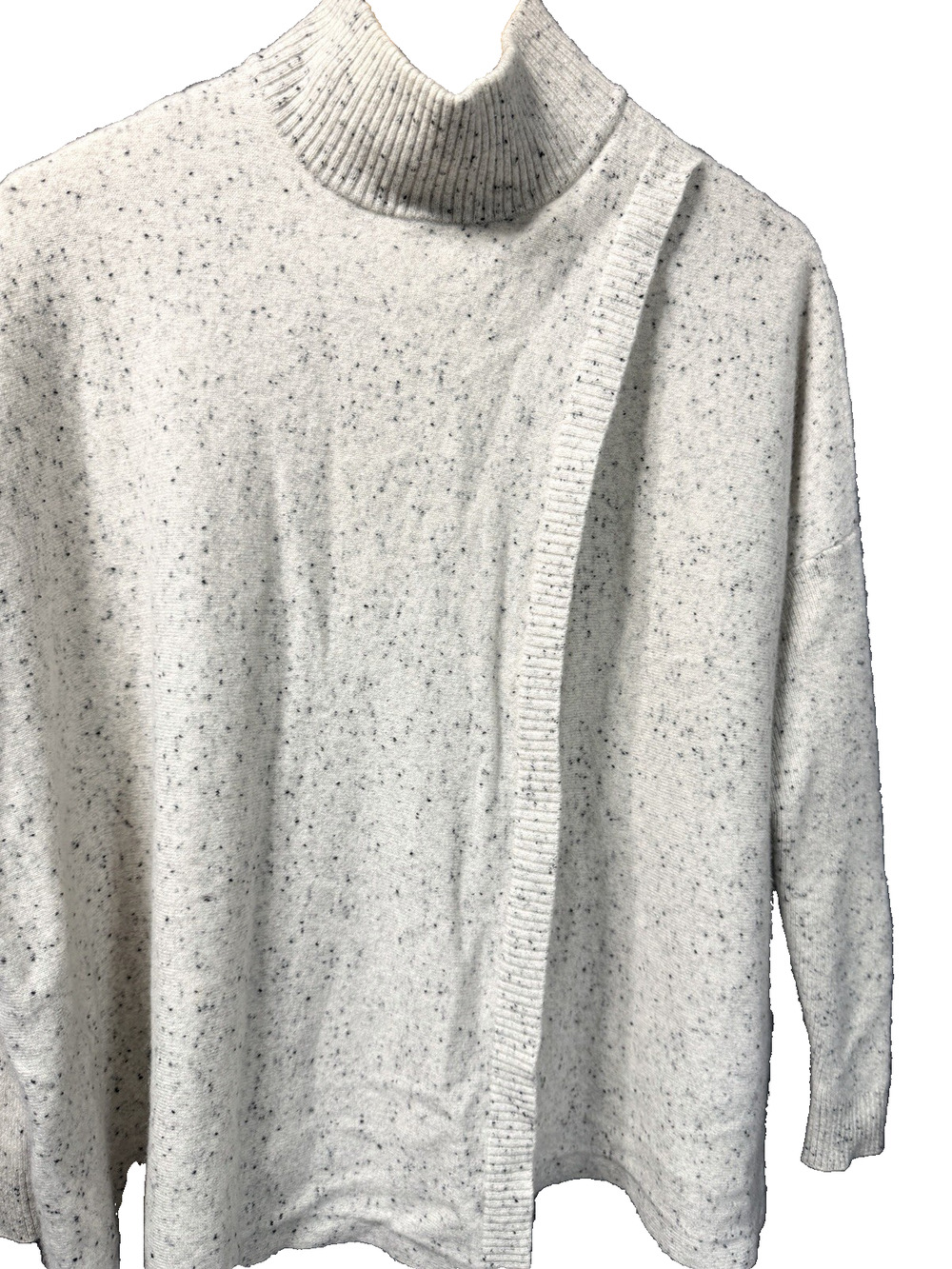 Pure Collection 100% Cashmere Asymmetric Mock Neck Poncho Sweater Donegal Sz 4